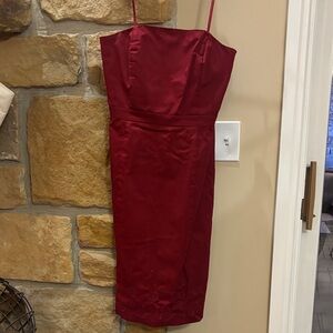 Ann Taylor Strapless Red-Burgundy Dress